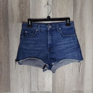 7 For All Mankind Womens 27 Denim Shorts Cutoffs‎ Raw Hem High Waist Short Jeans